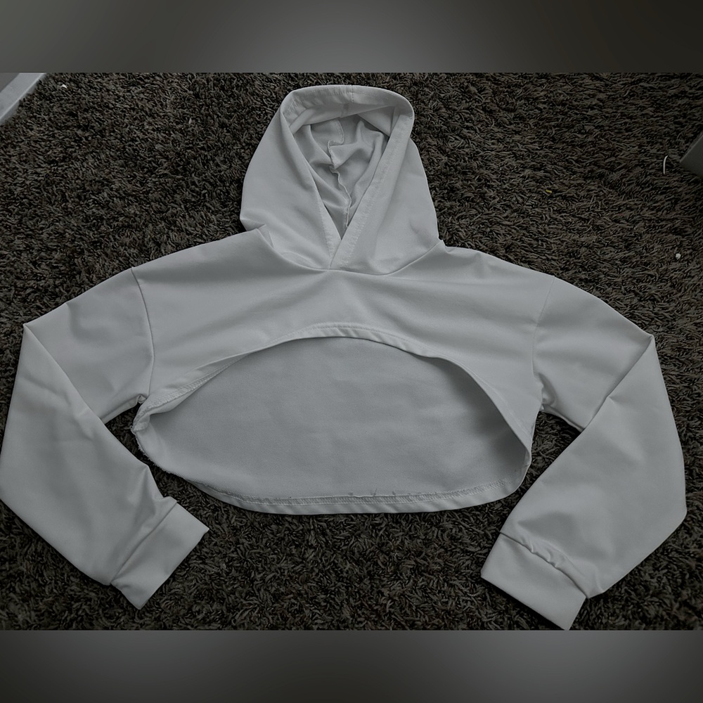 White Cropped Hoodie